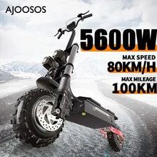 5600W 60V Dual Motor Electric Scooter 100km Max Mileage E Scooter 11 Inch Off Road Tire Patinete Elétrico 200kg Max Load Seat