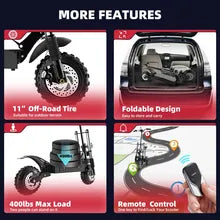 5600W 60V Dual Motor Electric Scooter 100km Max Mileage E Scooter 11 Inch Off Road Tire Patinete Elétrico 200kg Max Load Seat