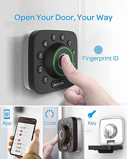 Smart Lock, ULTRALOQ U-Bolt Pro, 6-in-1 Keyless Entry Door Lock with App, Fingerprint, Bluetooth and Keypad, ANSI Grade 1 Certified, Smart Door Lock, Smart Deadbolt, Front Door Lock, IP65 Waterproof