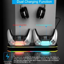 Gaming Accessories For PS5 Vertical Stand Cooling Station with RGB Light Cooling Fan Dual Controllers Charger For Playstation5