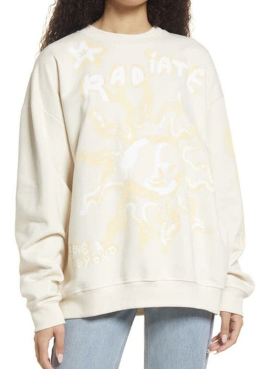 TOPSHOP Radiate Sun Tie Dye Cotton Ivory Sweatshirt | 1112