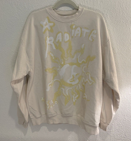 TOPSHOP Radiate Sun Tie Dye Cotton Ivory Sweatshirt | 1112