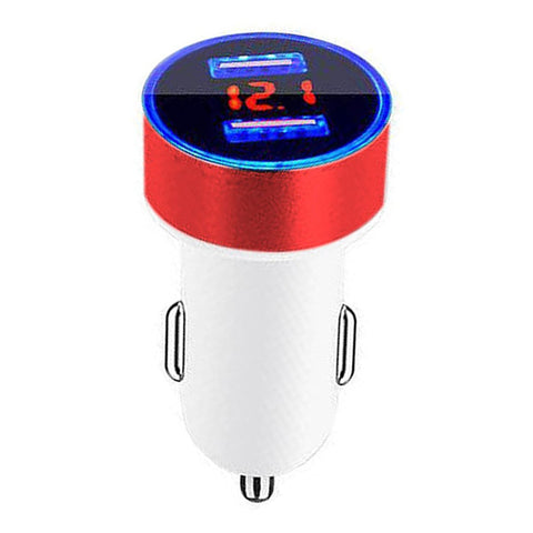 Car Charger 5V 3.1A Quick Charge Dual USB Port LED Digital Display Voltmeter Phone Charging Adapter Aluminum Alloy Car Charger