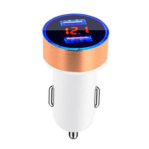 Car Charger 5V 3.1A Quick Charge Dual USB Port LED Digital Display Voltmeter Phone Charging Adapter Aluminum Alloy Car Charger