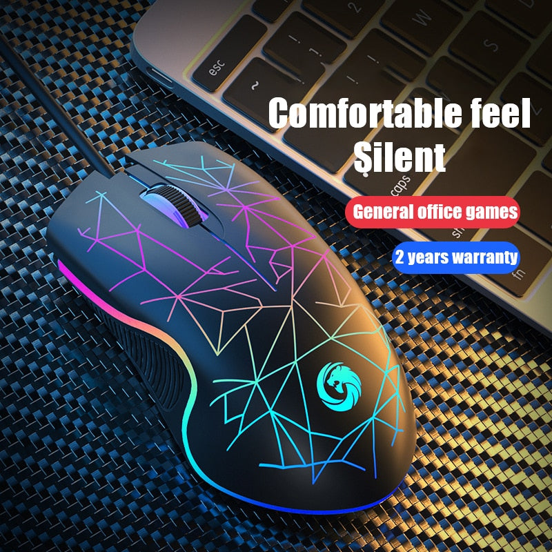 LED Mute Ergonomic Wired Gaming Mouse - Costsold