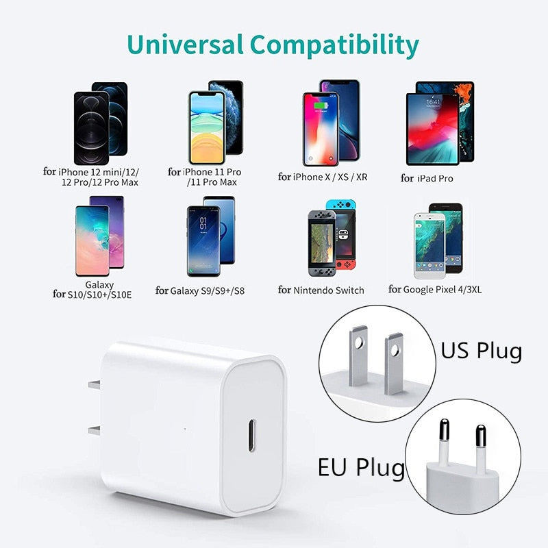 20W PD Fast Charging Usb C Charger For Apple iPhone