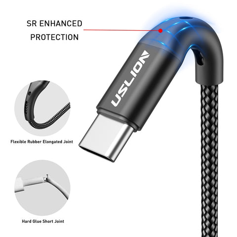 3A USB Type C Cable Wire For Samsung S10, S20 & Xiaomi mi 11