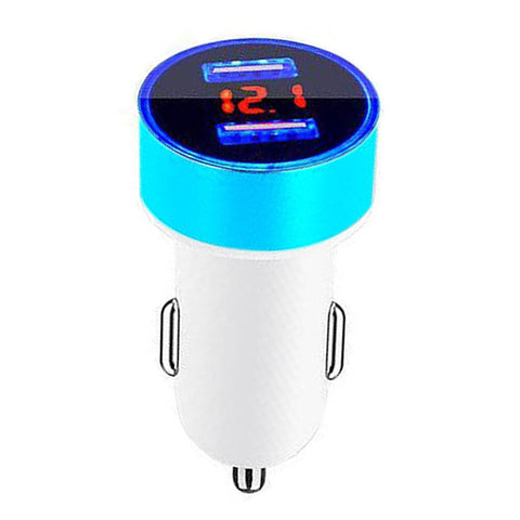 Car Charger 5V 3.1A Quick Charge Dual USB Port LED Digital Display Voltmeter Phone Charging Adapter Aluminum Alloy Car Charger