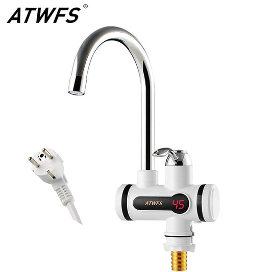 ATWFS Electric Kitchen Water Heater Tap Instant Hot Water Faucet Heater Cold Heating Faucet Tankless Instantaneous Water Heater