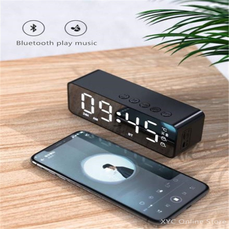 Portable Wireless Bluetooth Speaker Small Mini Alarm Clock 