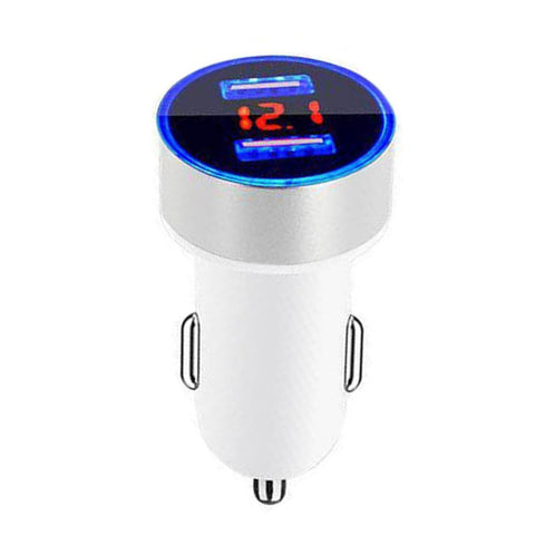 Car Charger 5V 3.1A Quick Charge Dual USB Port LED Digital Display Voltmeter Phone Charging Adapter Aluminum Alloy Car Charger