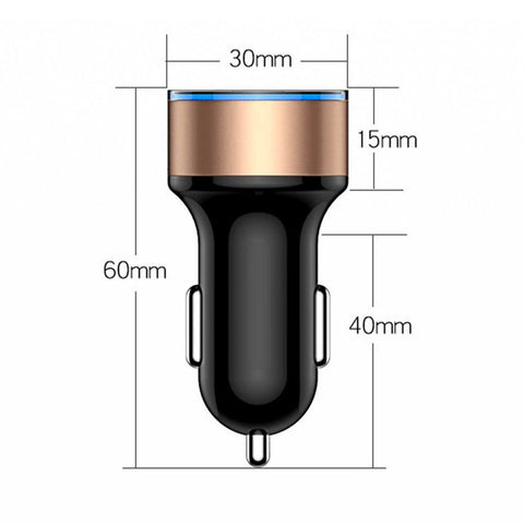 Car Charger 5V 3.1A Quick Charge Dual USB Port LED Digital Display Voltmeter Phone Charging Adapter Aluminum Alloy Car Charger