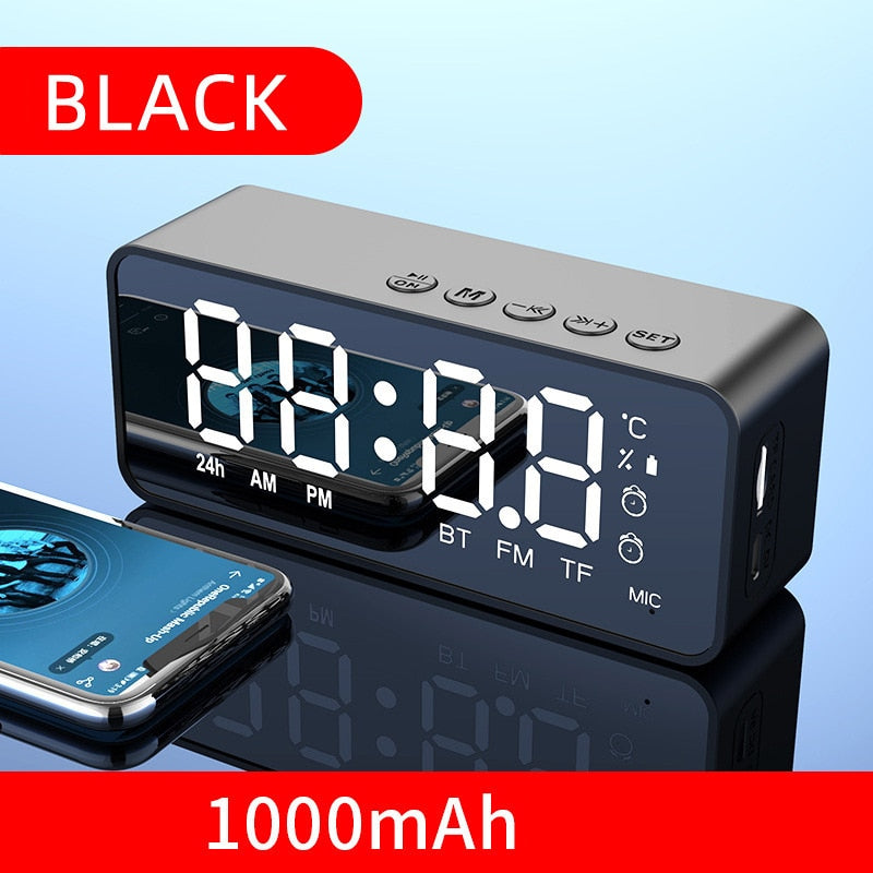 Portable Wireless Bluetooth Speaker Small Mini Alarm Clock 