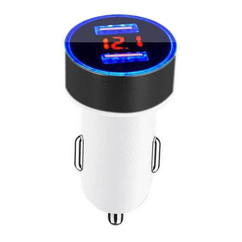 Car Charger 5V 3.1A Quick Charge Dual USB Port LED Digital Display Voltmeter Phone Charging Adapter Aluminum Alloy Car Charger