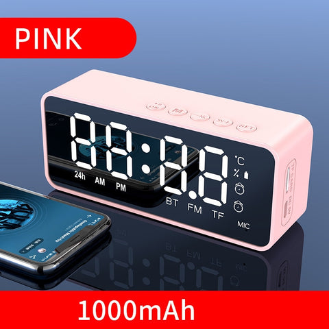 Portable Wireless Bluetooth Speaker Small Mini Alarm Clock 