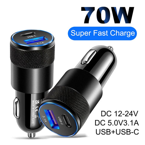 PD Car Charger 70W Car Charger USB Type & USB - Costsold