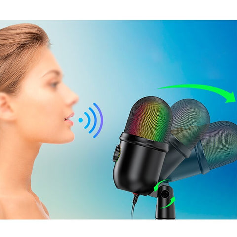 RGB USB Condenser Microphone Professional Vocals Streams Mic Recording Studio Micro For PC YouTube Video Gaming Computer