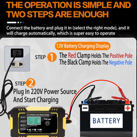 Automatic Car Battery Charger 12V Digital Display - Costsold