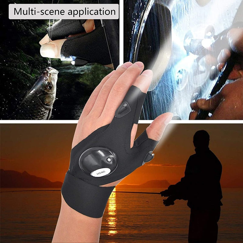  Outdoor Fingerless Glove LED Flashlight Waterproof Torch