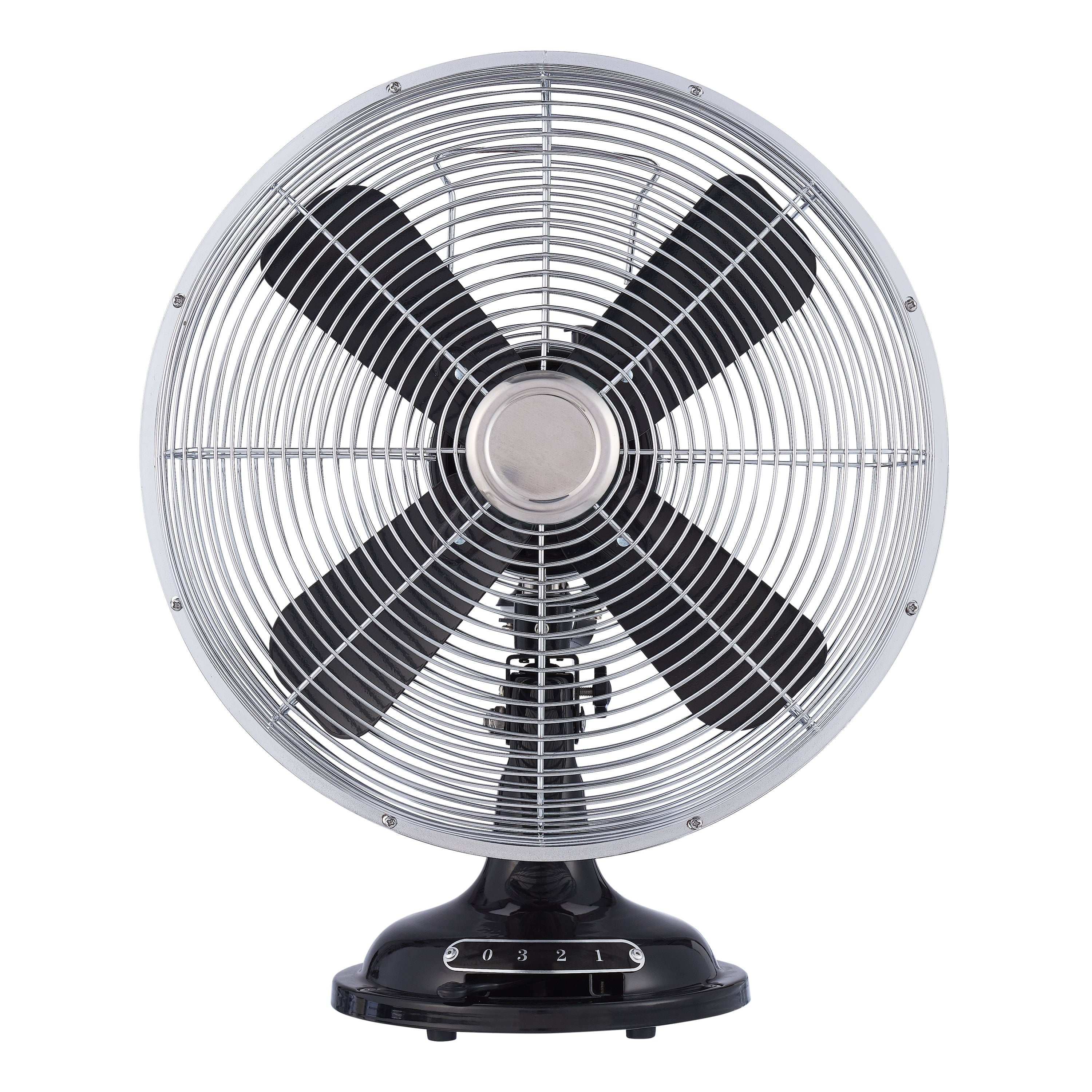 12 Inch Retro 3-Speed Metal Tilted-Head Oscillation Fan