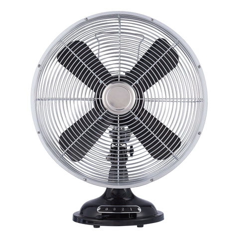 12 Inch Retro 3-Speed Metal Tilted-Head Oscillation Fan