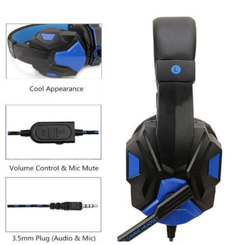 3.5mm Wired Gaming Headset PC Bass Stereo Headphones