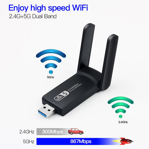 1200Mbps Wireless Network Card USB WiFi Adapter 2.4G 5G Dual