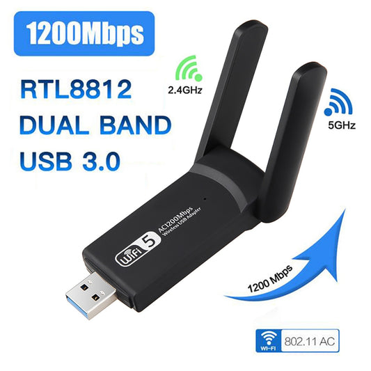 1200Mbps Wireless Network Card USB WiFi Adapter 2.4G 5G Dual