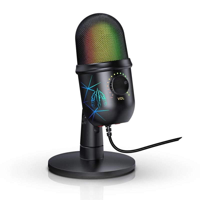 RGB USB Condenser Microphone Professional Vocals Streams Mic Recording Studio Micro For PC YouTube Video Gaming Computer