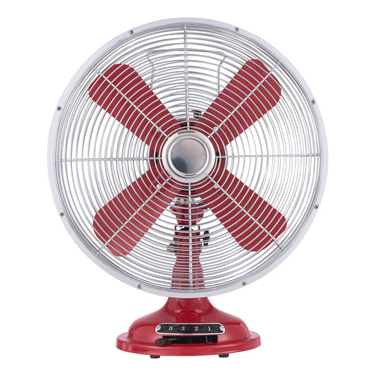 12 Inch Retro 3-Speed Metal Tilted-Head Oscillation Fan