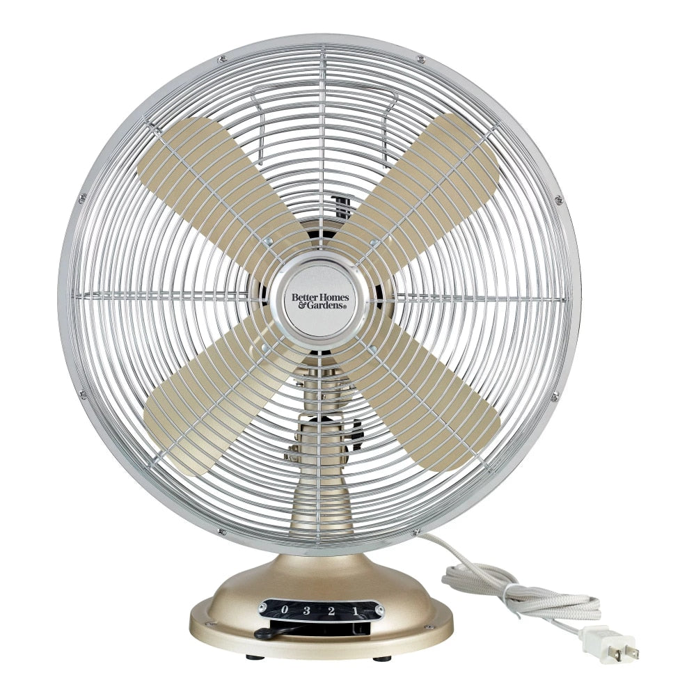 12 Inch Retro 3-Speed Metal Tilted-Head Oscillation Fan