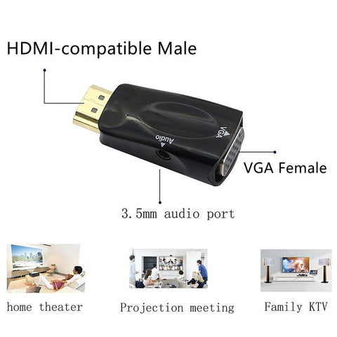 Male to VGA Female Adapter HD 1080P Audio Cable Converter 