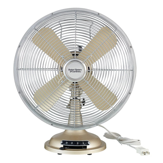 12 Inch Retro 3-Speed Metal Tilted-Head Oscillation Fan