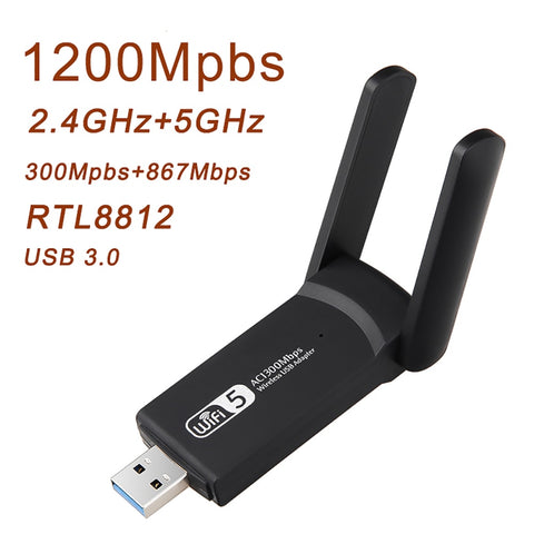 1200Mbps Wireless Network Card USB WiFi Adapter 2.4G 5G Dual