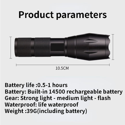 USB Charging Mini Small Torch Outdoor Camping Flashlight 