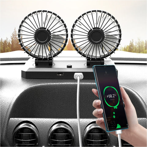 12V 24V Car Electric Fan Two Speed Control Cooler Auto Air Cooling 360 Degree Adjustable Car Air Conditioner Wind-enhanced Fans