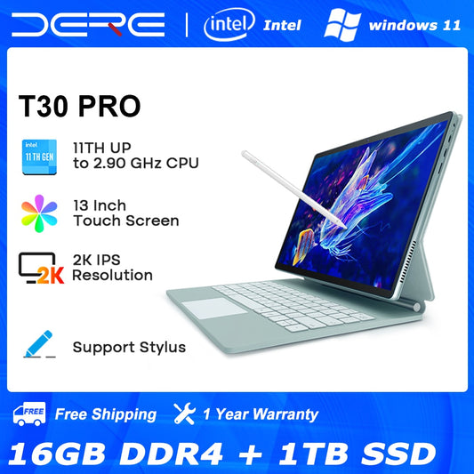 DERE Laptops T30 PRO ,13-inch 2K IPS Touch Screen,16GB RAM