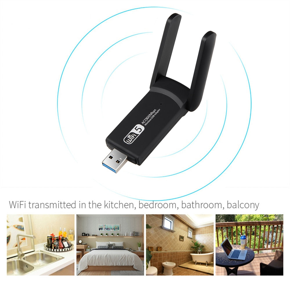 1200Mbps Wireless Network Card USB WiFi Adapter 2.4G 5G Dual